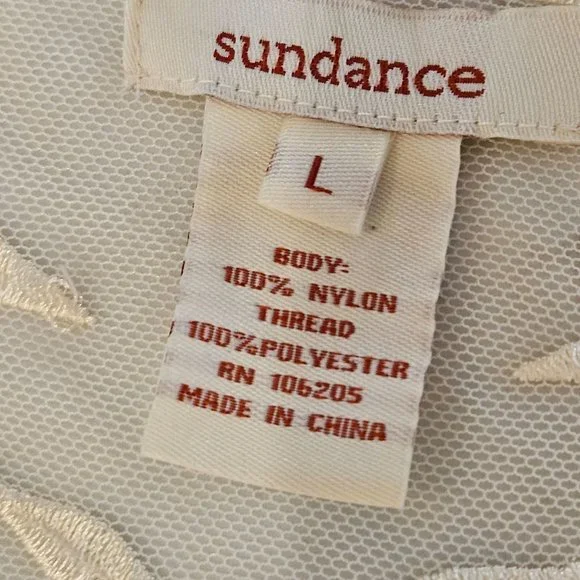 Sundance Size Large Sheer Boho Embroidered Red Turquoise Shear Short Sleeve Top - Picture 7 of 10